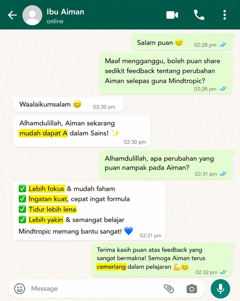 Eskayvie Mindtropic Testimoni Ibu Aiman