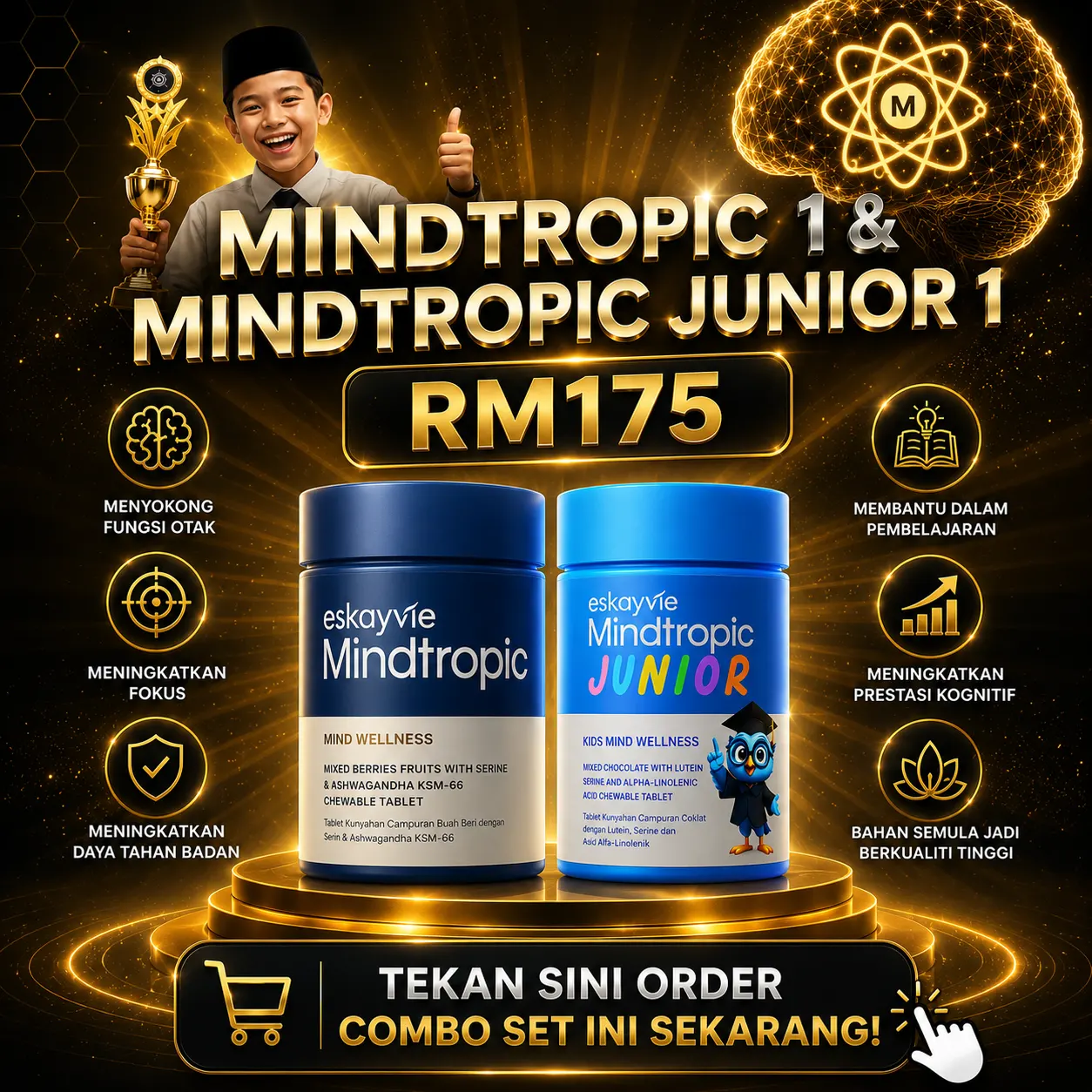 Pakej combo Eskayvie Mindtropic dan Mindtropic Junior untuk adik-beradik